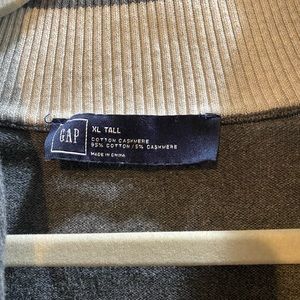 Men’s Rib Shawl Cotton Cashmere Gray Cardigan Size XL Tall